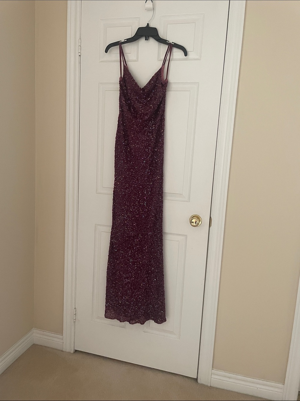 Monsoon Burgundy Sequin Cowl-Neck Maxi Dress